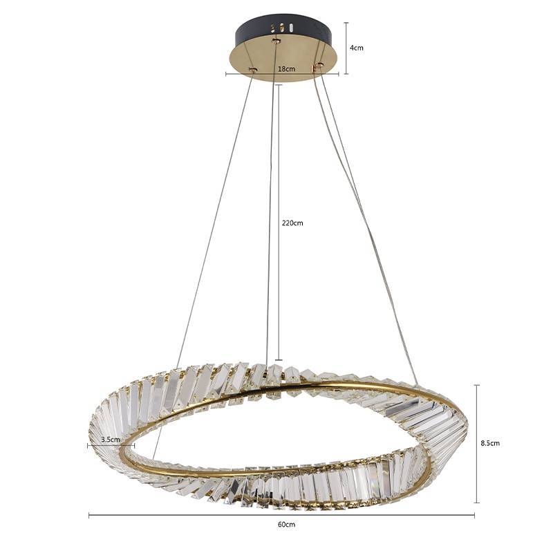 Pendente Nordecor Lezie Cristal 49 watts 3000K Ouro Brilho Ø600mm 2715
