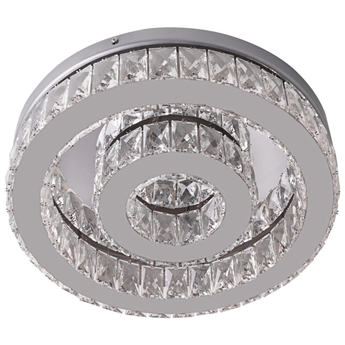Plafon DNA Lustres Aliança Slim Metal Cromado e Cristal 22 watts 3000K Ø400/200mm PLAF-ALR40-2