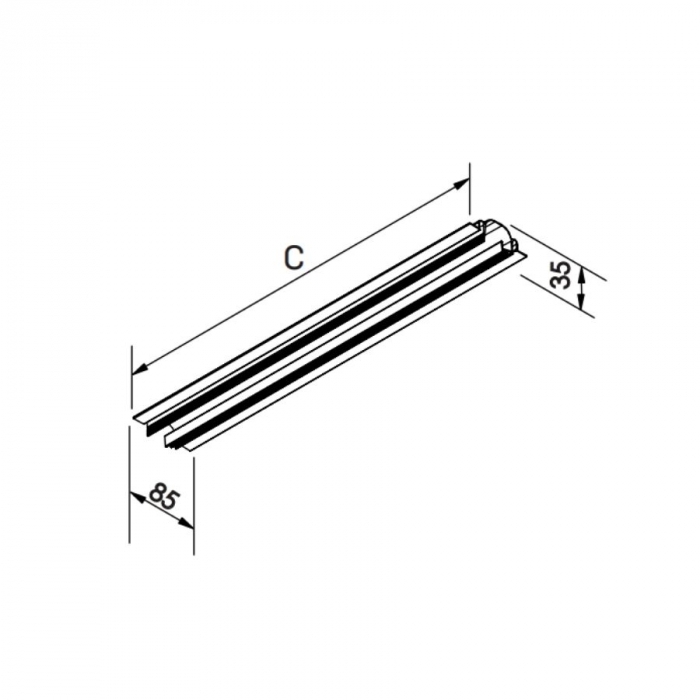 Perfil Newline Embutir Line Up Branco 2000x85x35mm SCPELS200