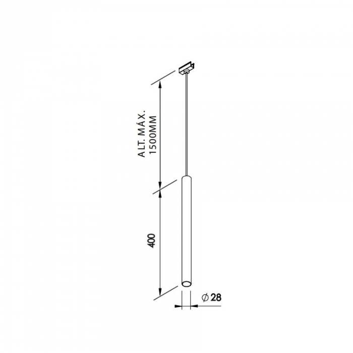 Modulo Newline Pendente Fit15 5 watts 3000K   Ø28x400mm 1,5 Metros de Cabo MO15009LED3