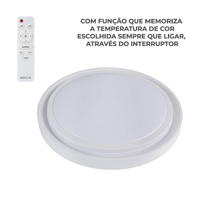 Plafon Nordecor Zony 36 watts Multitemperatura Branco  Ø500x70mm 2669