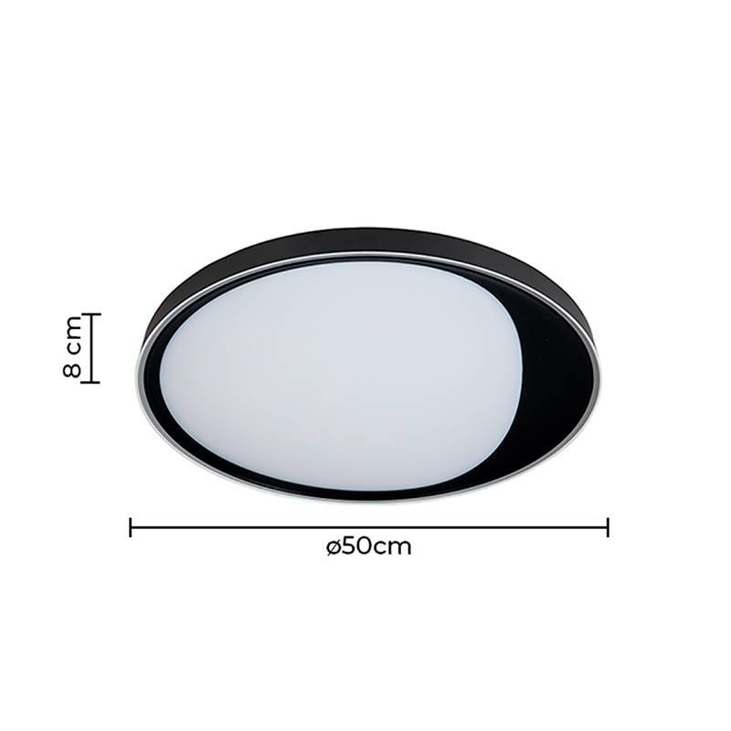Plafon Nordecor Benn Redondo 35 watts 3000K Preto Ø500x80mm 2345