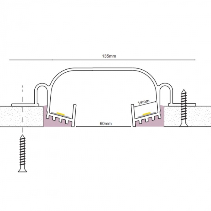 Perfil Newline Embutir Line Up Dupla para Fita de Led 2000x135x40mm SCPELD200