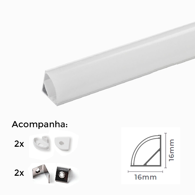 Perfil Sobrepor de Canto Nordecor 16x16mm Barra de 3 metros Branco 4165