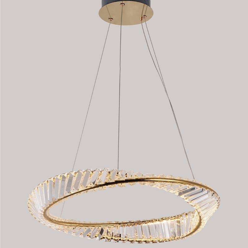 Pendente Nordecor Lezie Cristal 49 watts 3000K Ouro Brilho Ø600mm 2715