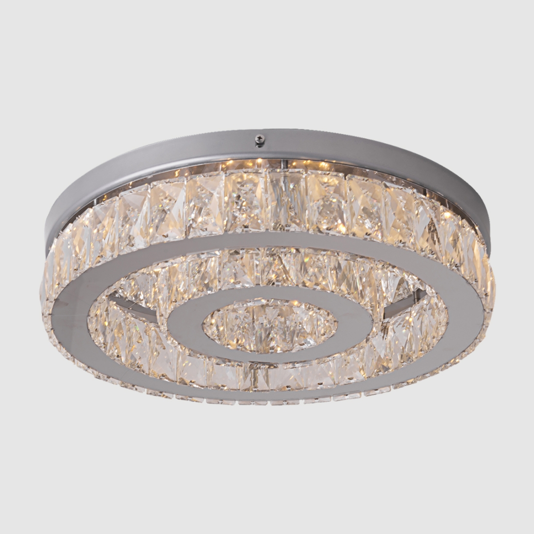 Plafon DNA Lustres Aliança Slim Metal Cromado e Cristal 22 watts 3000K Ø400/200mm PLAF-ALR40-2