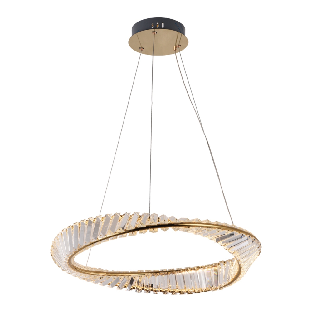 Pendente Nordecor Lezie Cristal 49 watts 3000K Ouro Brilho Ø600mm 2715