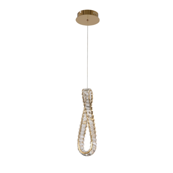 Pendente Nordecor Lezie IN Cristal 32 watts 3000K Ouro Brilho 450x130x35mm 2741