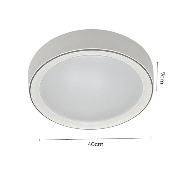 Plafon Nordecor Meny Redondo 29 watts 3000K Branco Ø400x70mm 2211