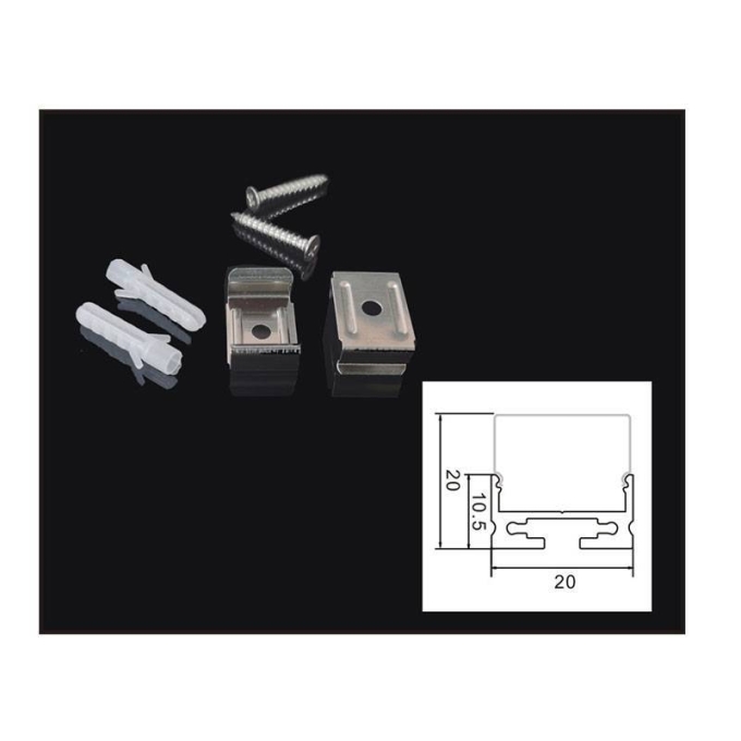 Kit de Suporte para Perfil Sobrepor 20x20mm Nordecor 10 Unidades 4172