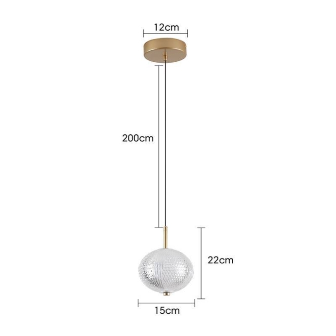 Pendente Nordecor Luse 7 watts 3000K Ouro Champagne Ø150x220mm 2794