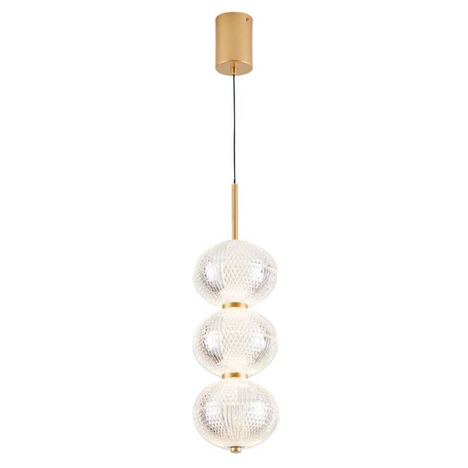 Pendente Nordecor Luse 3 Mód 21 watts 3000K Ouro Champagne Ø150x500mm 2795