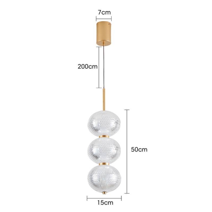 Pendente Nordecor Luse 3 Mód 21 watts 3000K Ouro Champagne Ø150x500mm 2795