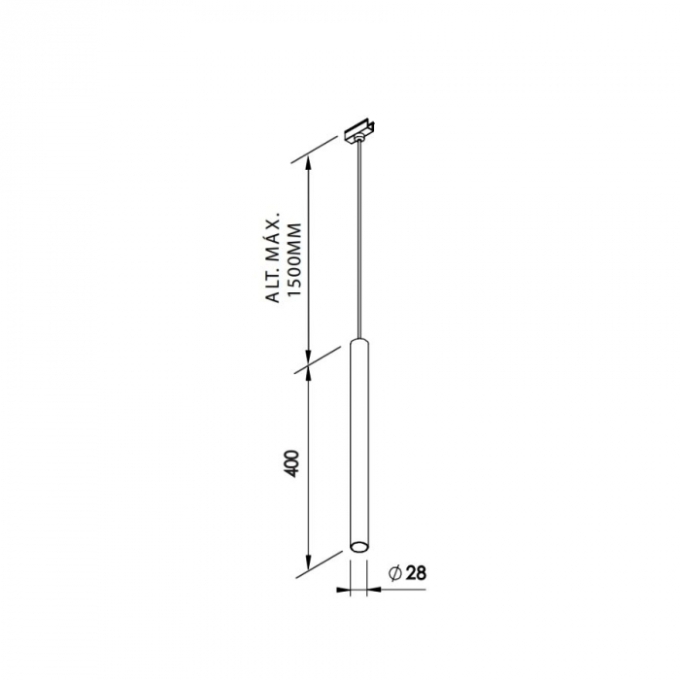 Modulo Newline Pendente Fit15 5 watts 3000K   Ø28x400mm 1,5 Metros de Cabo MO15009LED3
