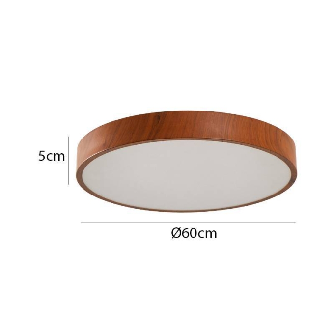 Plafon Nordecor Oris Redondo 36 watts 3000K Imbuia Ø600x50mm 2453