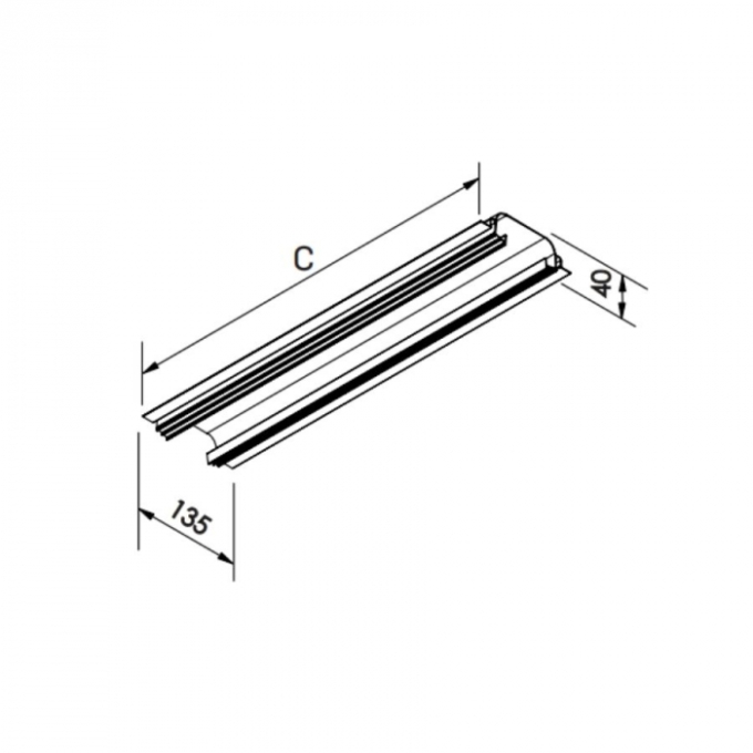 Perfil Newline Embutir Line Up Dupla para Fita de Led 2000x135x40mm SCPELD200