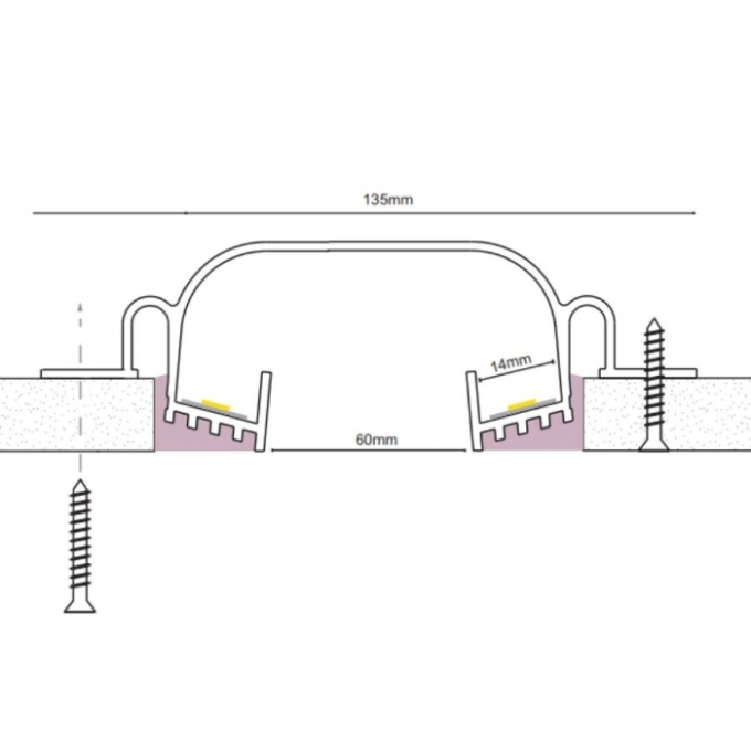 Perfil Newline Embutir Line Up Dupla para Fita de Led 3000x135x40mm SCPELD300