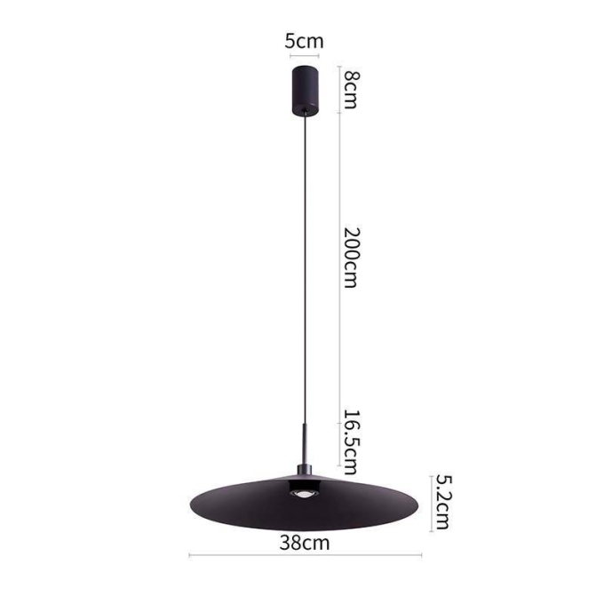 Pendente Nordecor Kale Dre 10 watts 3000K Preto Ø380mm 2864