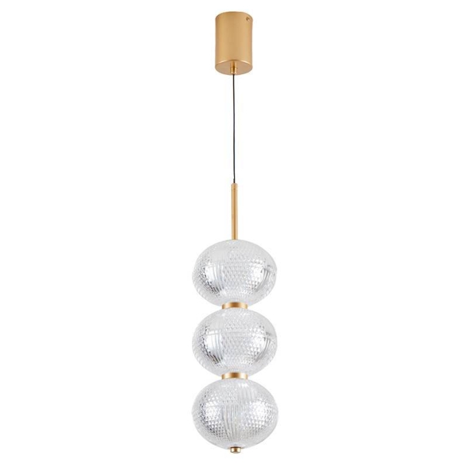 Pendente Nordecor Luse 3 Mód 21 watts 3000K Ouro Champagne Ø150x500mm 2795
