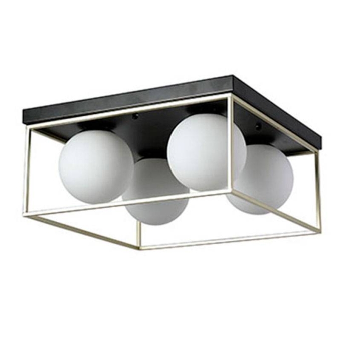 Plafon Nordecor Cubo Globo 4L E27 Ouro e Preto 460x460x220mm 2254