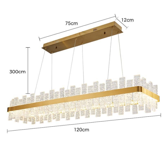 Pendente Nordecor Lowy 40 watts 3000K Dourado Brilho 1200mm 2764