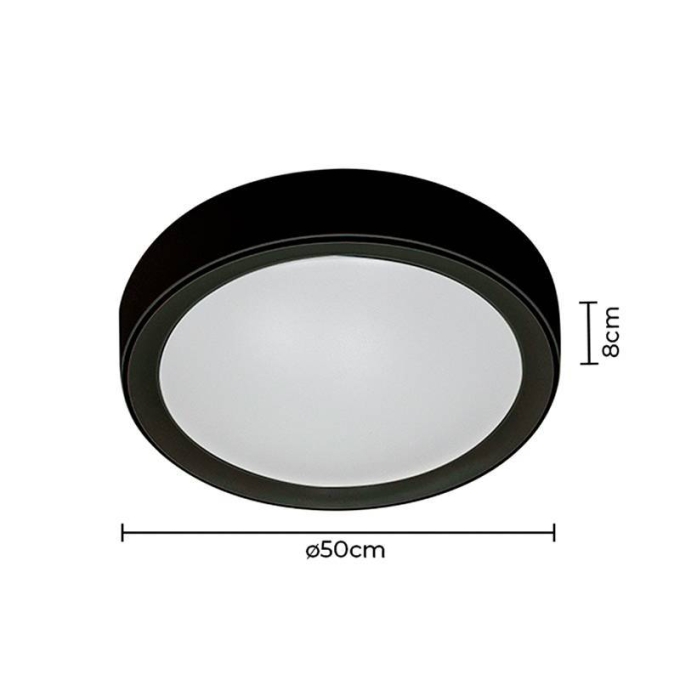 Plafon Nordecor Meny Redondo 35 watts 3000K Preto Ø500x80mm 2347