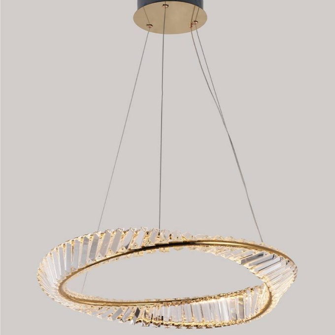 Pendente Nordecor Lezie Cristal 49 watts 3000K Ouro Brilho Ø600mm 2715