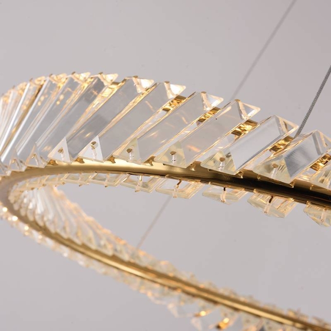Pendente Nordecor Lezie Cristal 49 watts 3000K Ouro Brilho Ø600mm 2715
