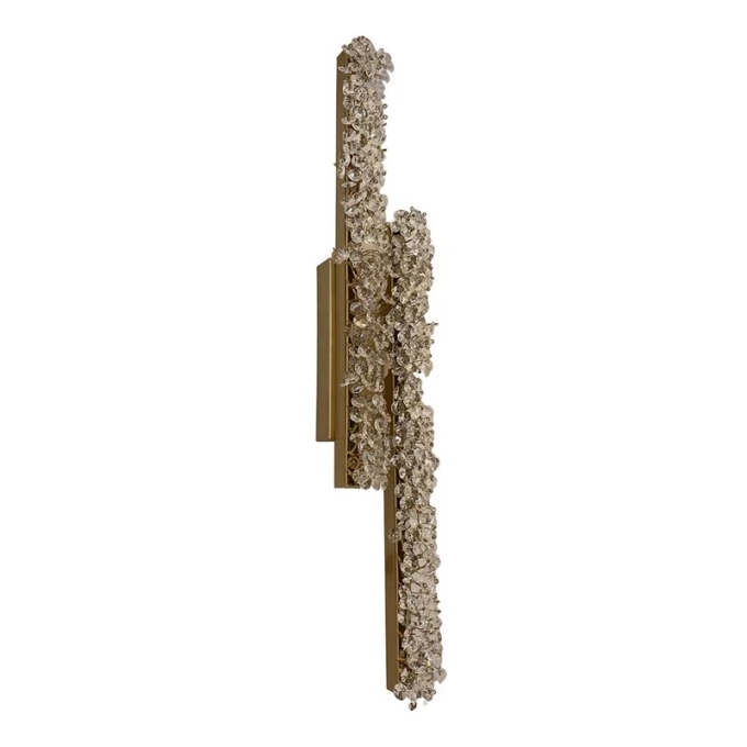 Arandela Artesanal Lampluz Stretto Dupla Alumínio e Cristal 19,2 watts 2700K 700x150mm 