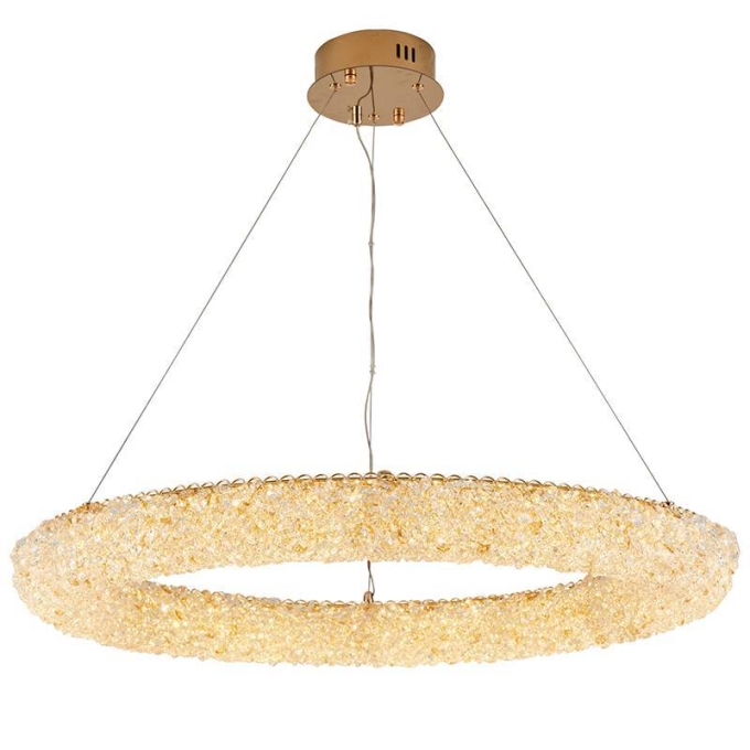 Pendente Nordecor Jou Cir 60 watts 3000K Dourado Brilho Ø800mm 2772