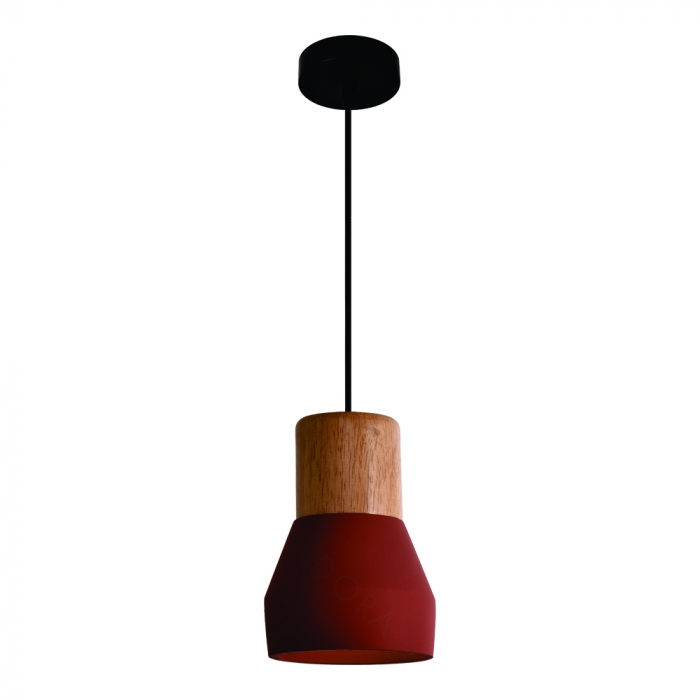 Pendente Sindora 1L E27 Metal e Concreto Vermelho Ø120x180mm DCD02621