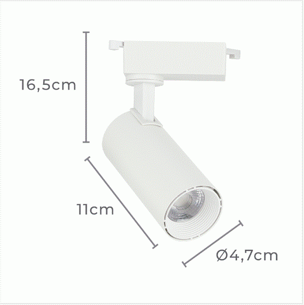 Spot para Trilho Nordecor Nize 10 watts 3000K 35° Branco Ø47x110x165mm Bivolt 6476