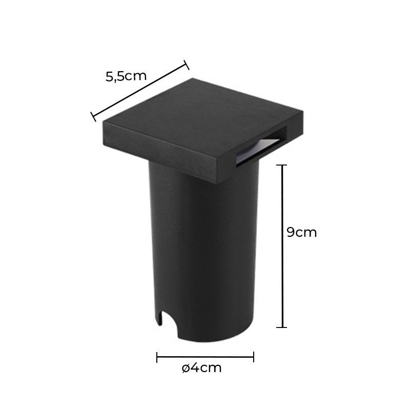 Embutido de Solo Nordecor Eran 1 watts IP67 3000K Preto Bivolt 55x55x90mm 6410