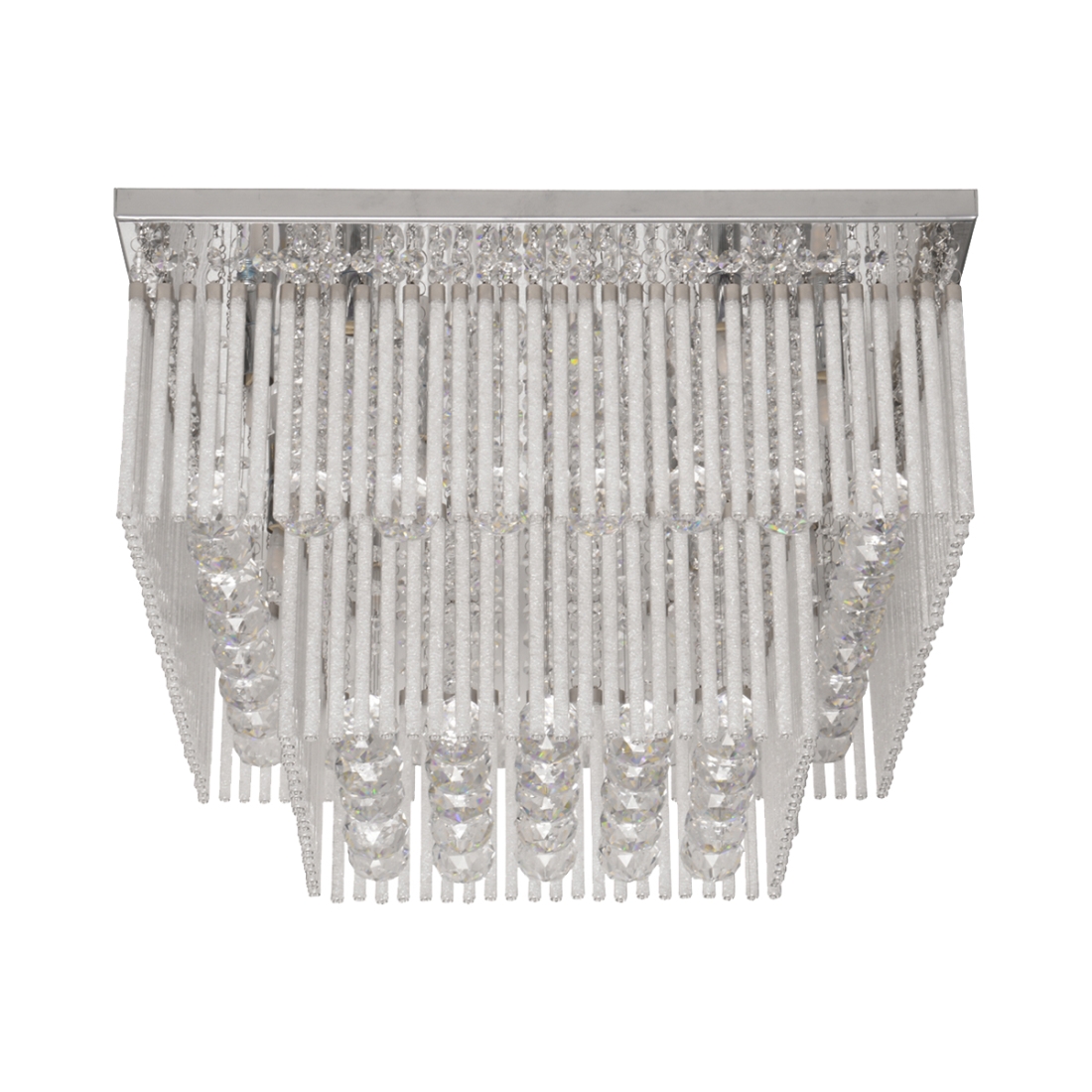 Plafon DNA Lustre Xangai Cristais Transparentes 2 Andares 12L G9 600x600x300mm 
