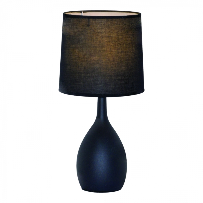 Abajur Sindora Metal Preto e Cúpula Linho Preto Ø200x400mm DCT00538