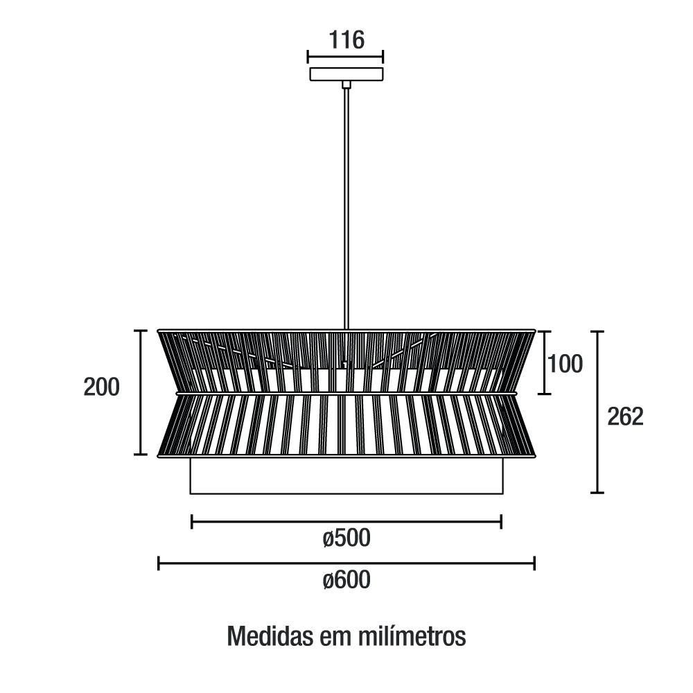 Pendente Blumenau Gaia Aço Branco e Fio de Algodão Cru 1L E27 Ø595x240mm 876000-71