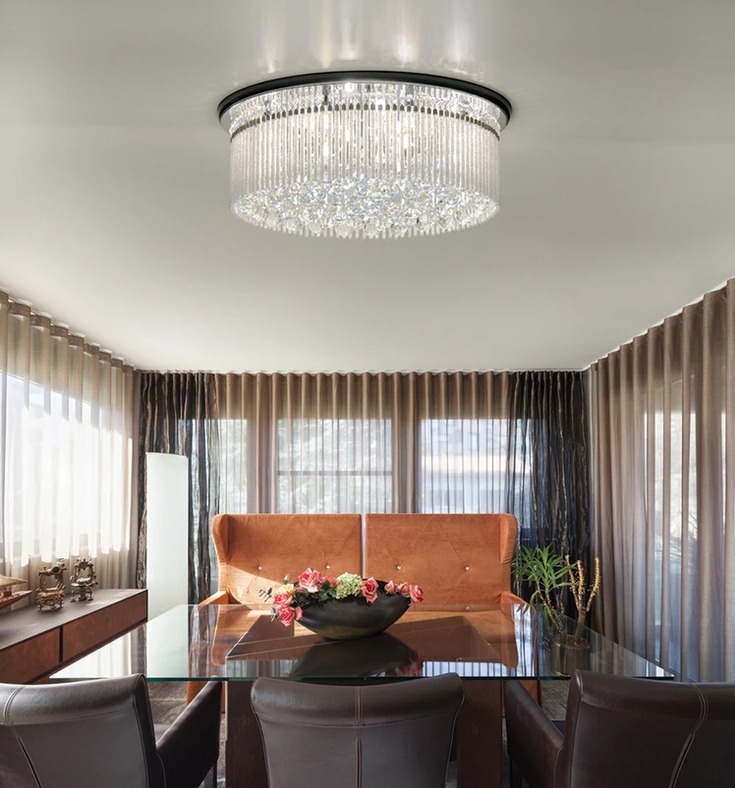 Plafon DNA Lustres Solaris Tubos com Vidrilhos e Bolas 12L G9 Ø600x200mm