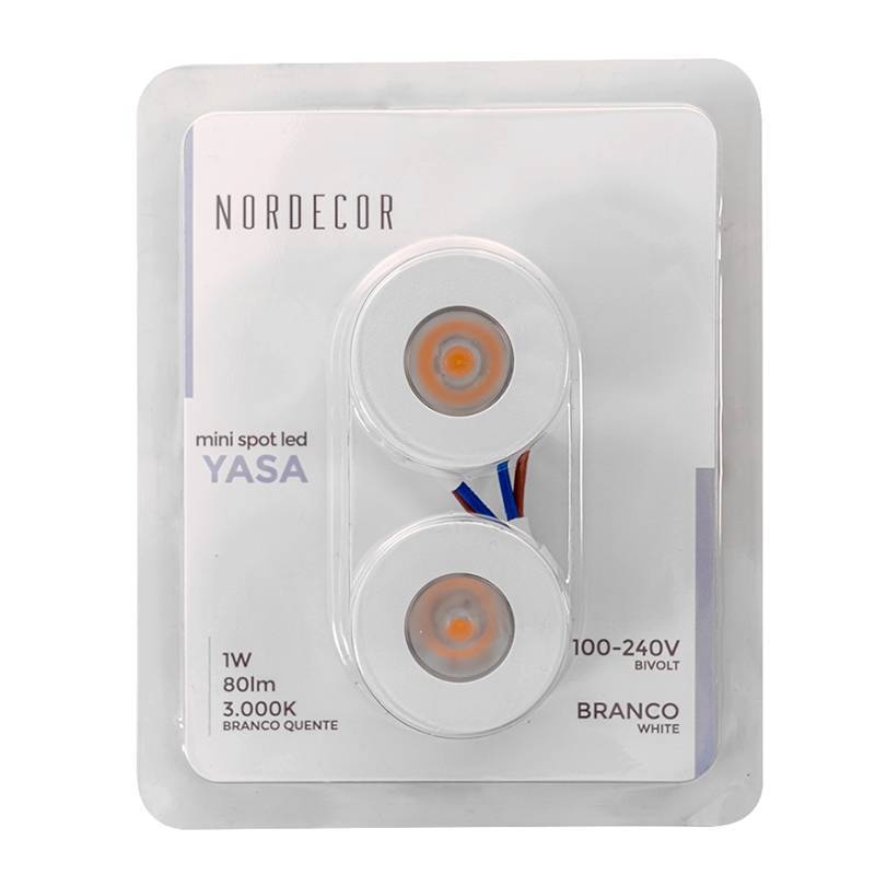 Mini Spot Embutido Nordecor Yasa Redondo 1 watts 3000K Branco c/ 2 Unidades Ø35x29mm 6327