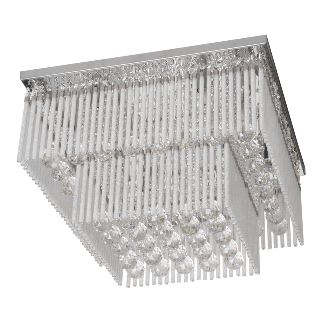 Plafon DNA Lustre Xangai Cristais Transparentes 2 Andares 12L G9 600x600x300mm 