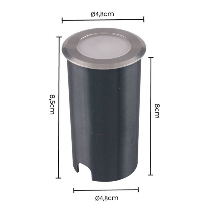 Embutido de Solo Nordecor Pinne 1 watts 28° IP67 Âmbar Alumínio Ø48x85mm 6171