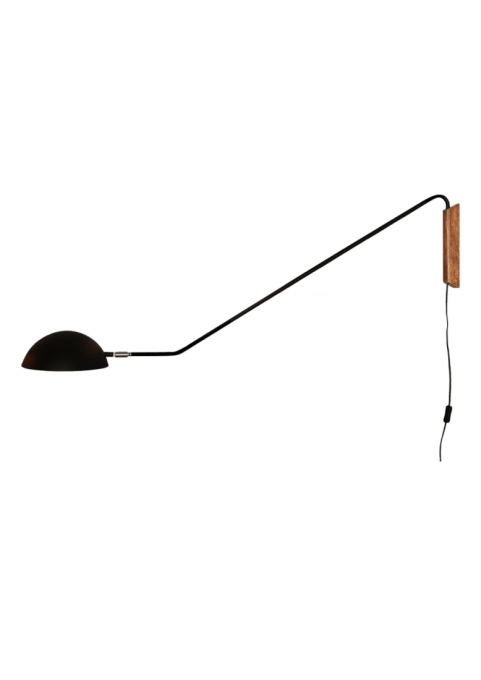 Arandela Nova Home Jade Alumínio Preto Fosco e Madeira 1L E27 340X200X1200mm 4096