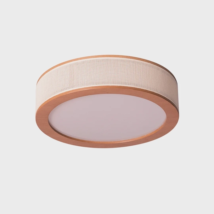 Plafon Madelustre Apollo Madeira Castanho e Palha Sintética 22 watts 3000K Ø400x100mm 3345