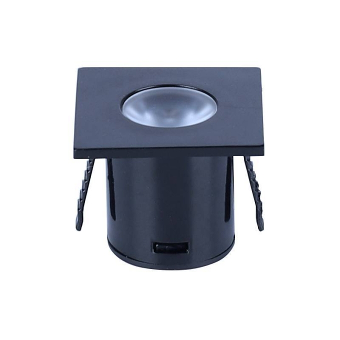 Mini Spot Embutido Nordecor Yasa Quadrado 1 watts 3000K Preto c/ 2 Unidades 35x35x29mm 6330