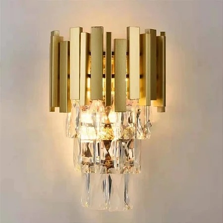 Arandela Starlux Moscou Ouro e Cristais Transparentes 2L G9 210x150x310mm ZR174-MG
