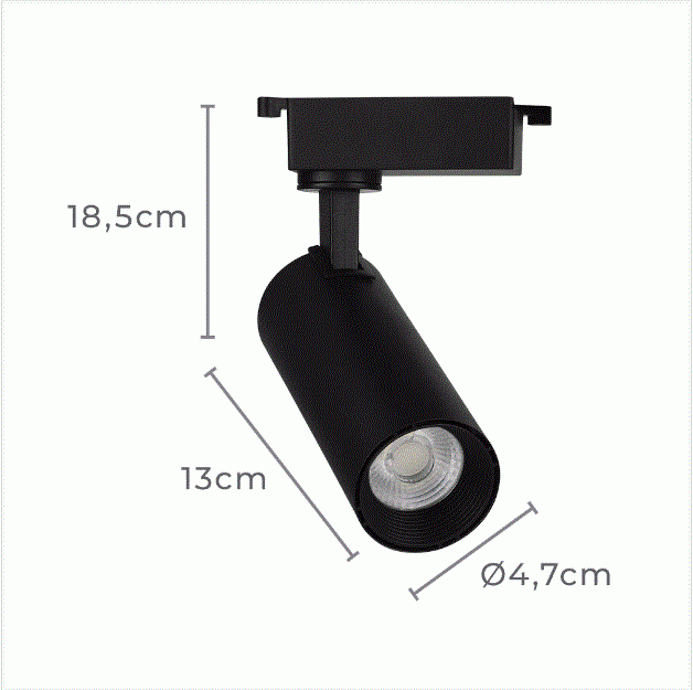 Spot para Trilho Nordecor Nize 15 watts 3000K 35° Preto Ø47x130x185mm Bivolt 6479