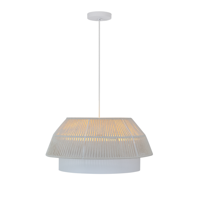 Pendente Blumenau Gaia Aço Branco e Fio de Algodão  Cru 1L E27 Ø530x240mm 875900-71
