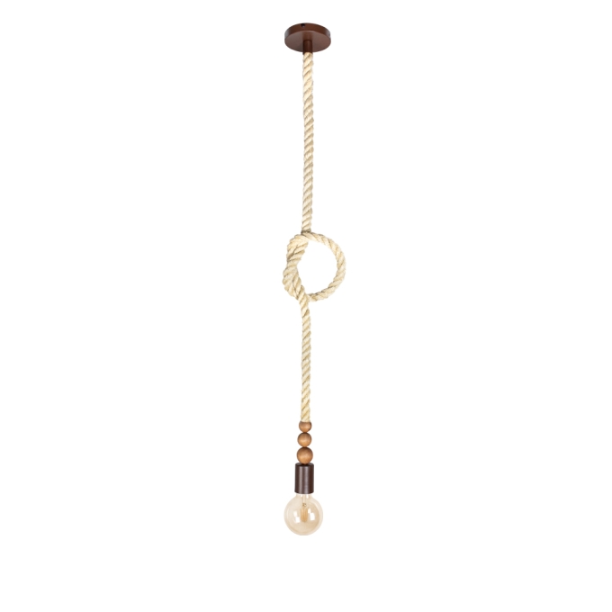 Pendente Blumenau Sailor Wood Corda Sisal Marrom Gold 1L E27 Ø46x165x1500mm 871510.12