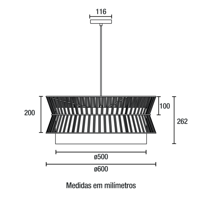 Pendente Blumenau Gaia Aço Marrom Corten e Fio de Algodão Cru 1L E27 Ø595x240mm 876020-71