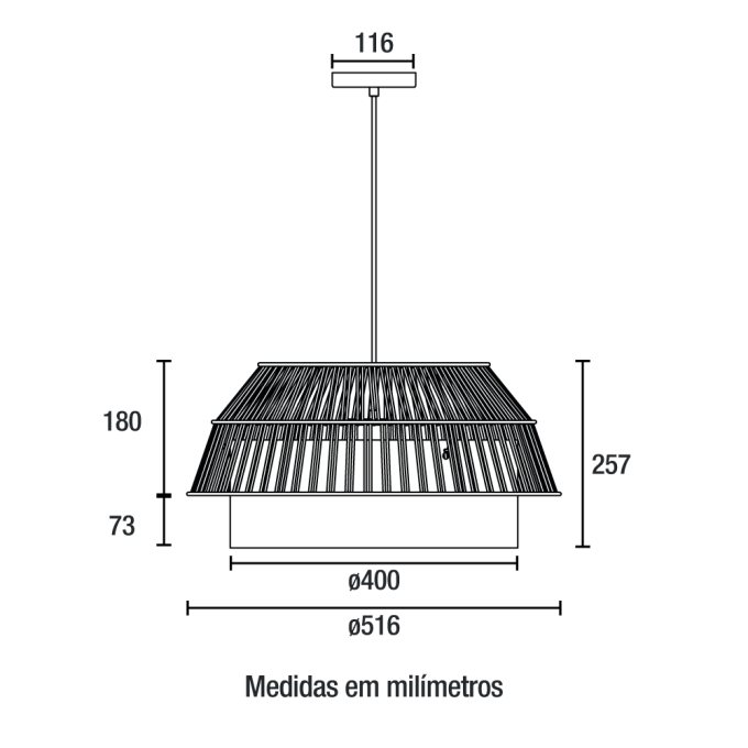 Pendente Blumenau Gaia Aço Branco e Fio de Algodão  Cru 1L E27 Ø530x240mm 875900-71