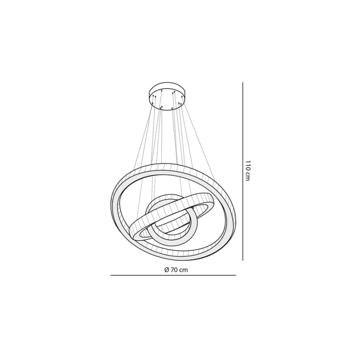 Pendente DNA Lustres Três Alianças Slim Espelhado 45 watts 3000K Ø600/400/200mm ALR-60-3